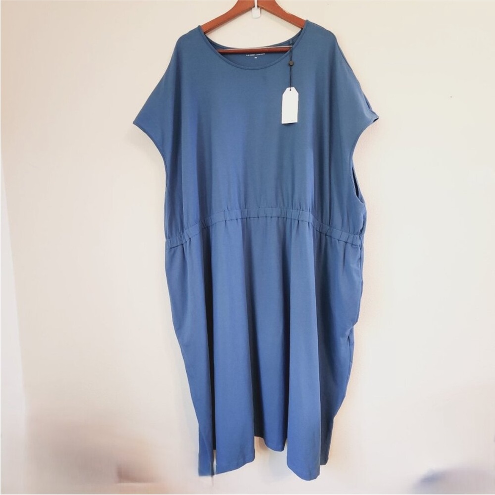 UNIVERSAL STANDARD Tee Dress w/ Back Elastic 3XL Blue Pima Cotton Cap Sleeve NWT
